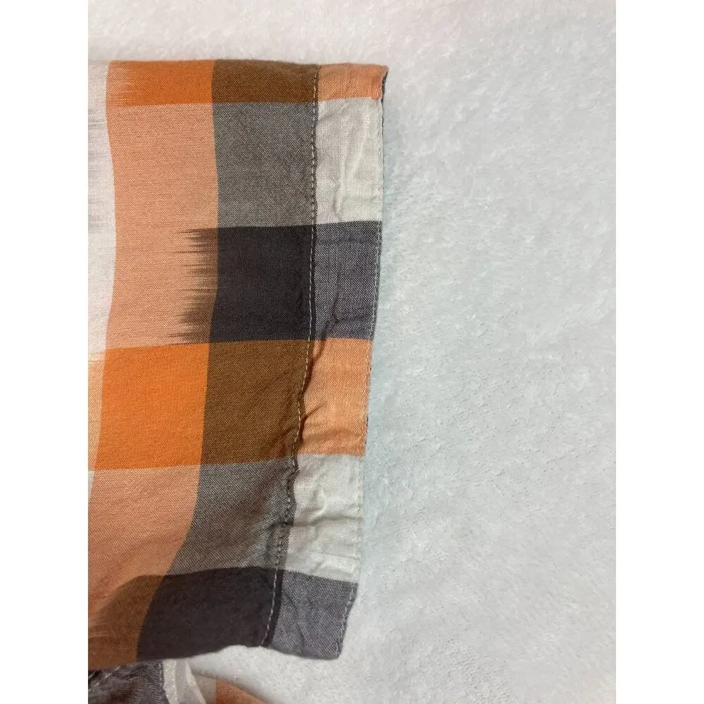 RuffHewn‎ RH Mens Shirt XXL Orange Plaid Button Short Sleeves Pockets